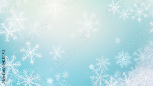 A serene winter background with softly falling snowflakes.