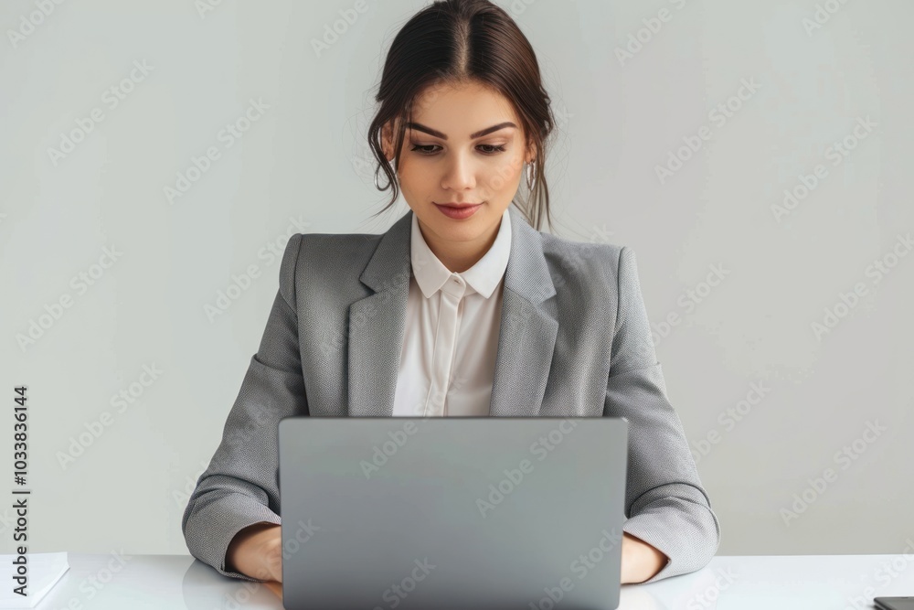 Young business woman laptop computer working. Young business woman laptop computer working.