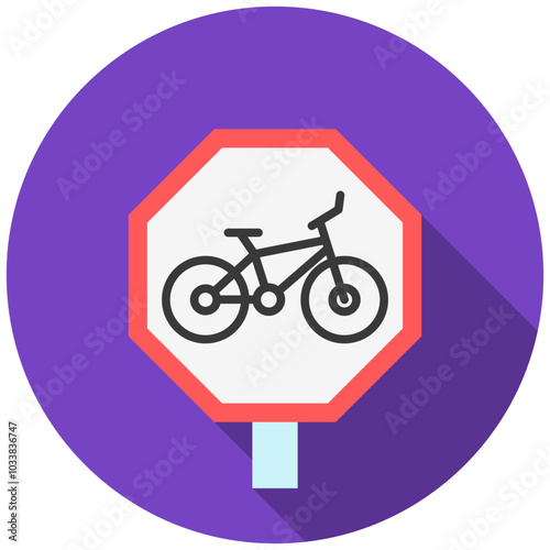 Bicycle Lane rounded multi color icon, use for UI, UX, app and web development, digital or print. for industry, education, construction, transportation, environment, urban planning theme.