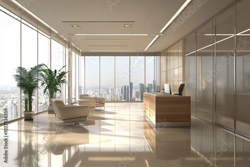 Clean and Modern Insurance Office with Minimalist Design and Natural Light  