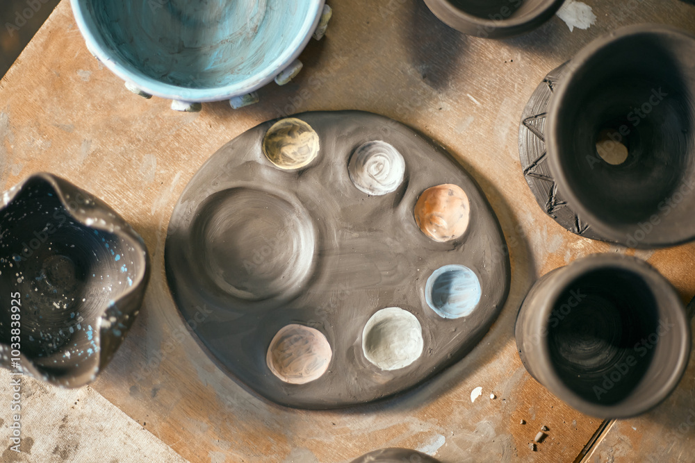 The process of creating pottery. The process of creating pottery.
