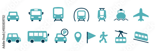 Simple icon set of vehicles
