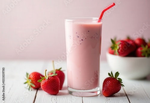 Strawberry Smoothie with Fresh Berries .