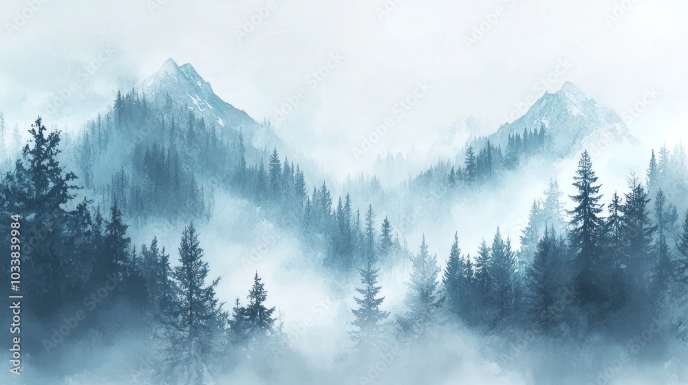 Fototapeta premium Dreamy Misty Winter Hill
