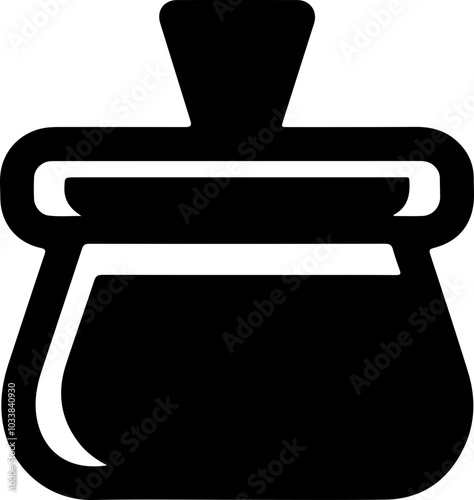 Stylized vector image of a jar, perfect for culinary design or recipe illustrations in minimalist black and white.