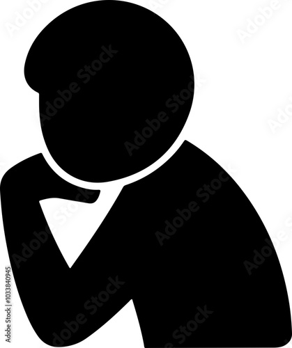 Silhouette of a Pensive Person in Vector Style: Ideal for Illustrations on Reflection or Contemplation.