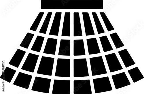 Stylized vector illustration of a black skirt, showcasing grid patterns; ideal for fashion or graphic design projects.