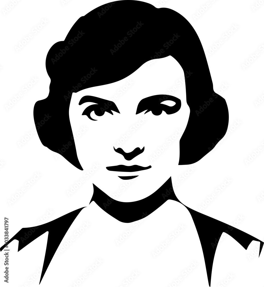 Vector portrait of a confident woman in black and white, suitable for branding and creative projects. Vector portrait of a confident woman in black and white, suitable for branding and creative projects.