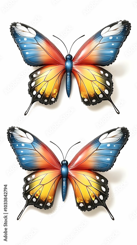 Obraz premium Vibrant butterfly artwork a stunning display of colorful symmetry in nature's beauty