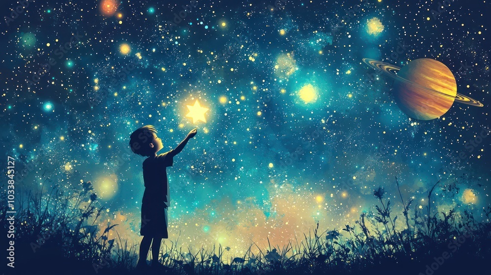 Magical Night Sky with Radiant Planets Magical Night Sky with Radiant Planets