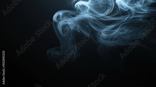 Thin Fog Spiraling in the Dark, Creating Ethereal Textures on an Isolated Black Background