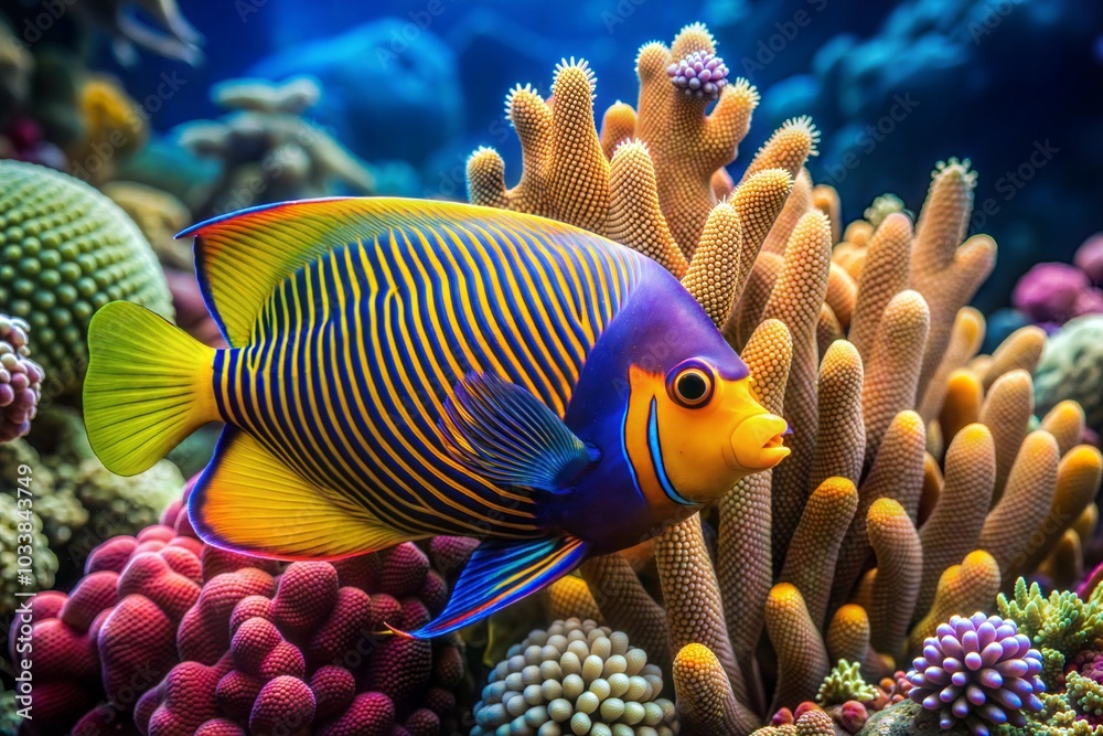 Obraz premium Angelfish swimming through vibrant coral reef