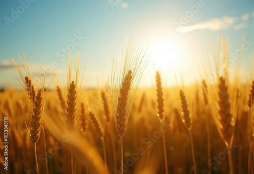 Wheat Field Sunset Glow .