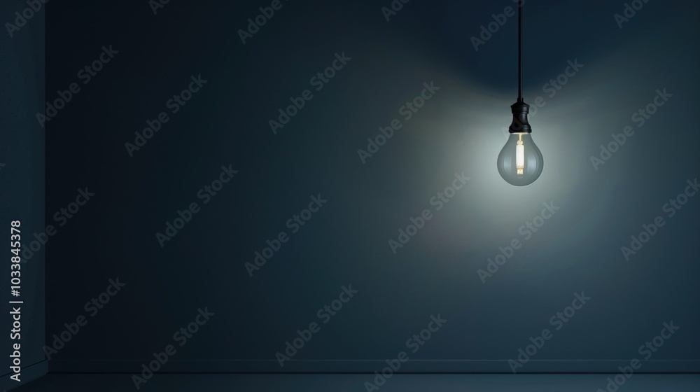 Dark empty room with single flickering light bulb casting long shadows, emphasizing absence of power and eerie atmosphere, minimalist setting with focus on light bulb's glow. Dark empty room with single flickering light bulb casting long shadows, emphasizing absence of power and eerie atmosphere, minimalist setting with focus on light bulb's glow.
