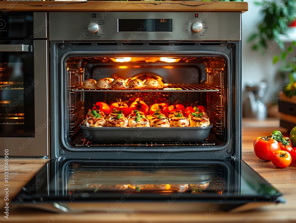 Delicious Chicken and Vegetables Baking in the Oven Delicious Chicken and Vegetables Baking in the Oven