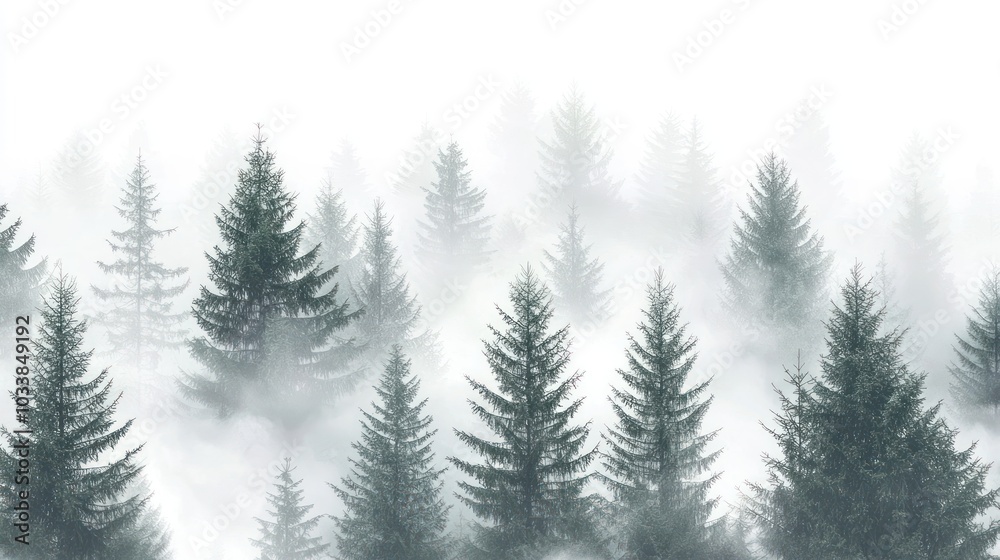 Seamless Pattern with Foggy Spruce Forest Seamless Pattern with Foggy Spruce Forest