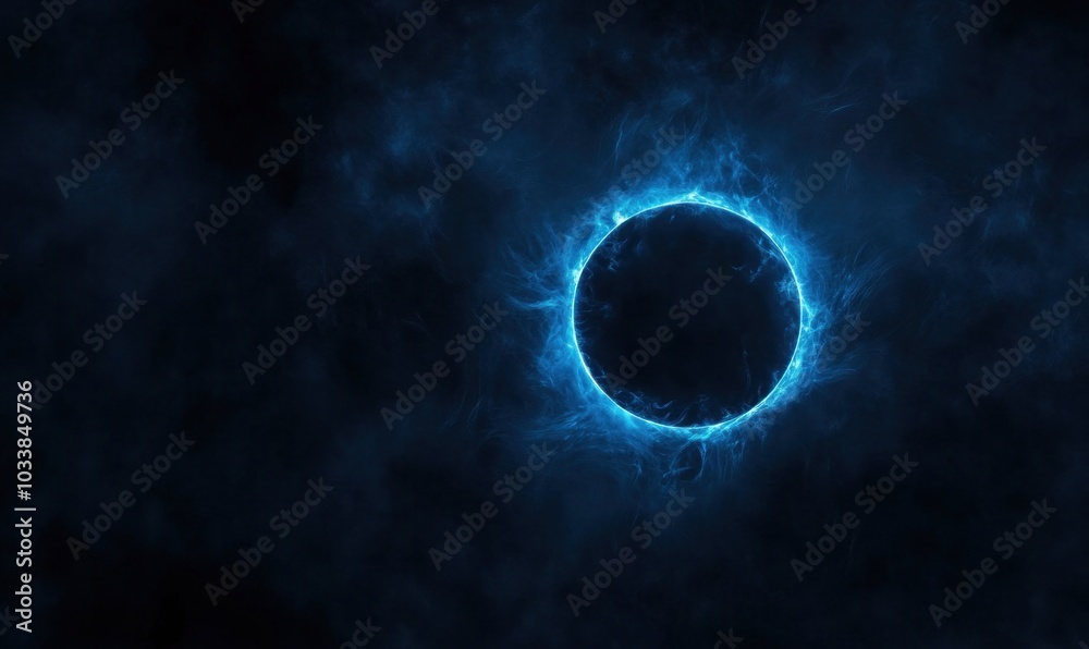 Mysterious Glowing Blue Circle in Dark Space