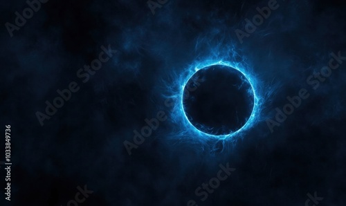 Mysterious Glowing Blue Circle in Dark Space