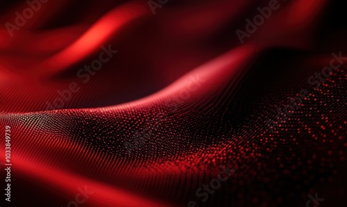 Luxurious Red Waves of Silk Textile Fabric Close-Up