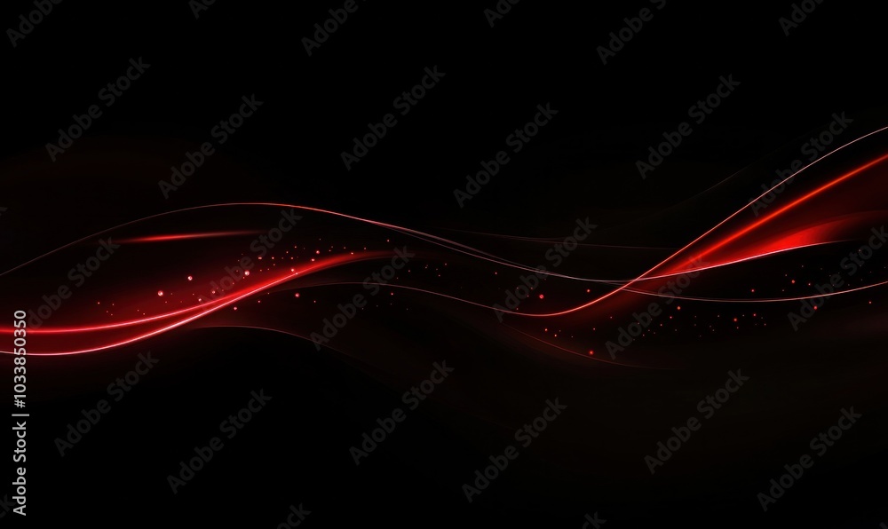 Dynamic Red Light Wave on Black Background