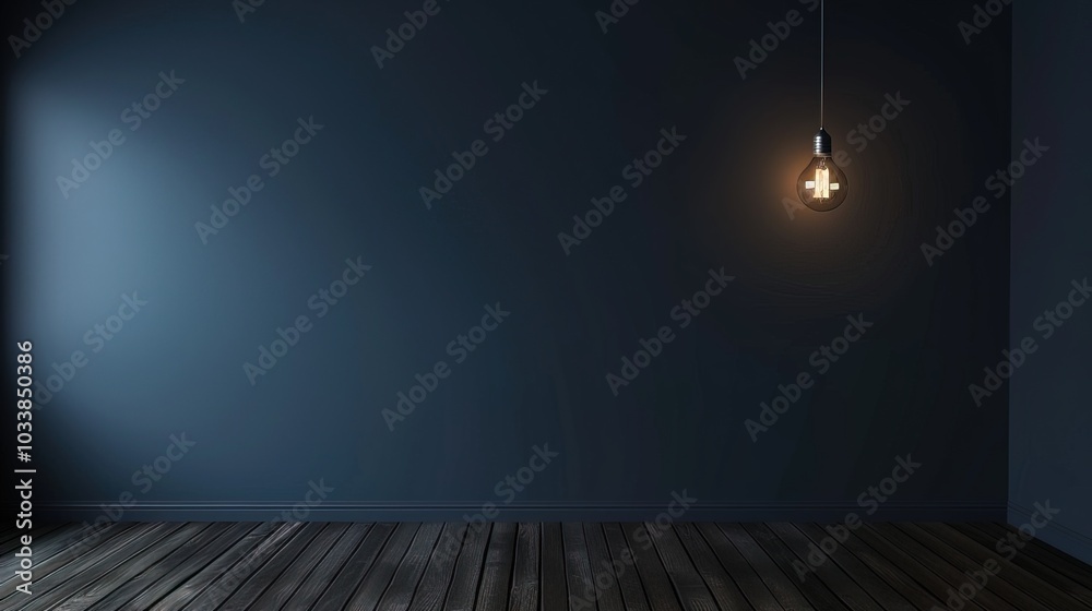 Dark empty room with single flickering light bulb casting long shadows, emphasizing absence of power and eerie atmosphere, minimalist setting with focus on light bulb's glow. Dark empty room with single flickering light bulb casting long shadows, emphasizing absence of power and eerie atmosphere, minimalist setting with focus on light bulb's glow.