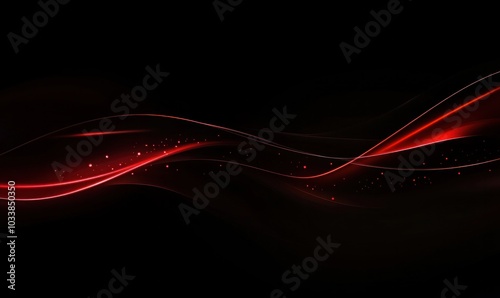 Obraz na płótnie Dynamic Red Light Wave on Black Background w salonie