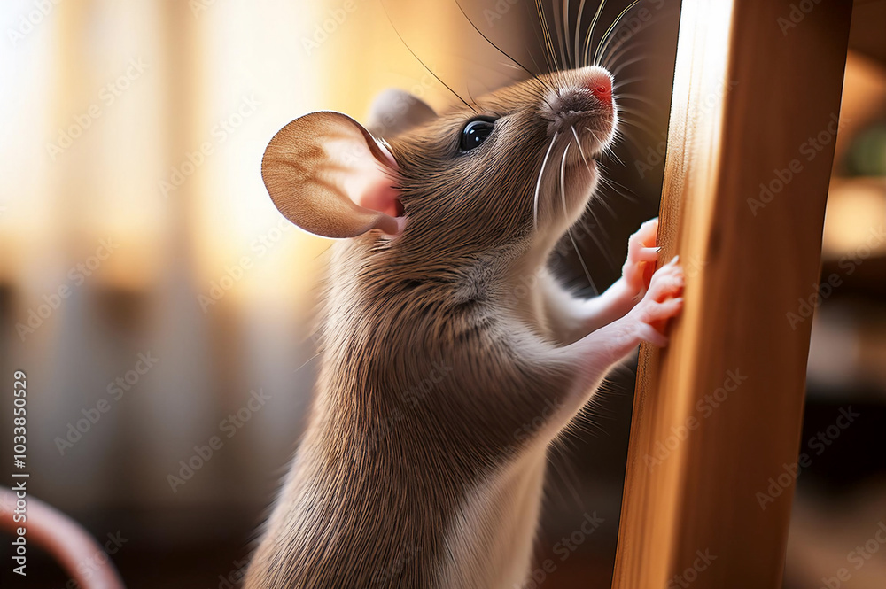 Maus am Bein eines Stuhles