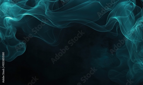 Ethereal Blue Smoke Waves in Dark Abstract Background