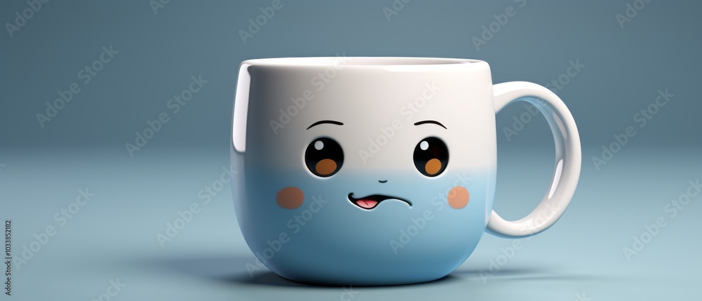 Cute 3D Cartoon Mug with Sad Face Expression Cute 3D Cartoon Mug with Sad Face Expression