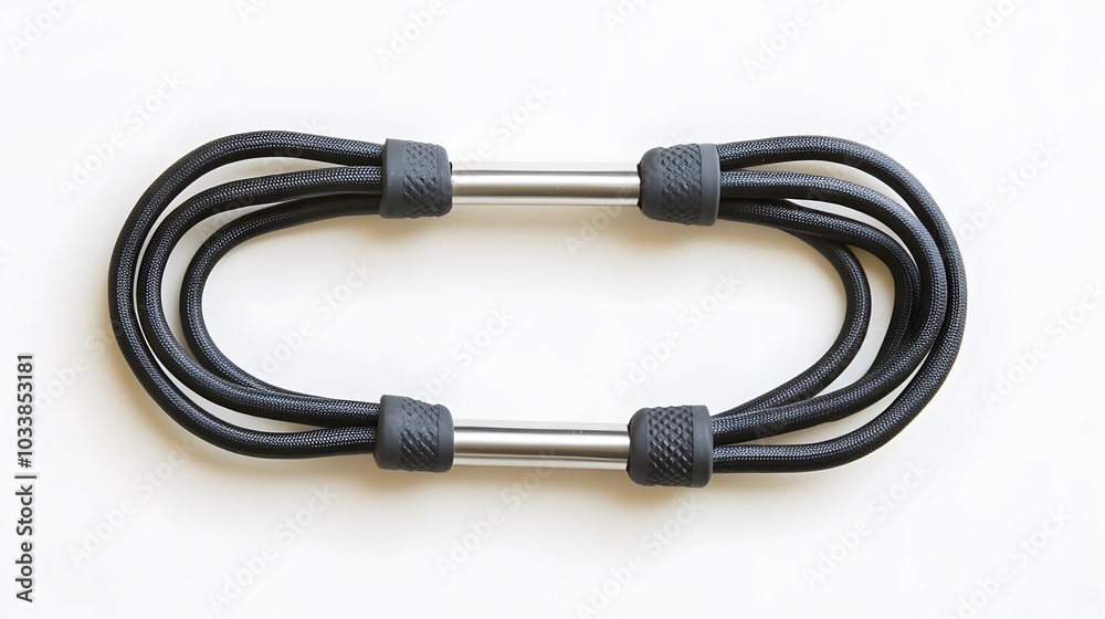 Jump rope on white background, top view. Jump rope on white background, top view.