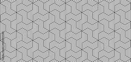 Seamless geometric pattern. Black and white abstract background with lines.