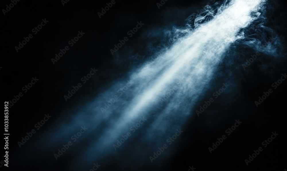 Mysterious Light Beam Through Smoke in Darkness Mysterious Light Beam Through Smoke in Darkness