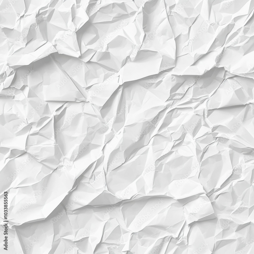 Obraz premium Crumpled Paper Texture Pattern for Artistic Projects | High-Resolution Details on White Background