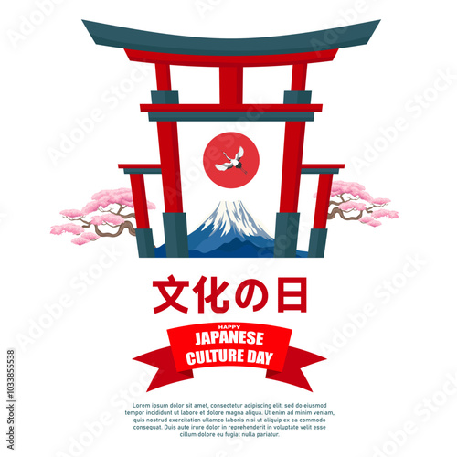 happy japanese culture illustration with japanese culture element concept