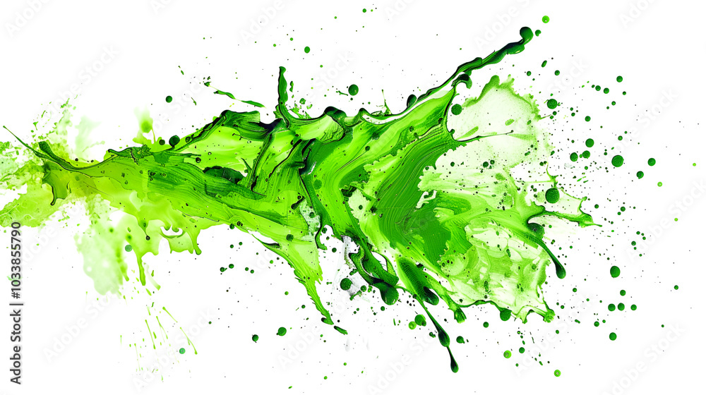 Green Liquid Splashing on Top of White Surface ,green paint splashing on white background. Isolated with clipping path Green Liquid Splashing on Top of White Surface ,green paint splashing on white background. Isolated with clipping path