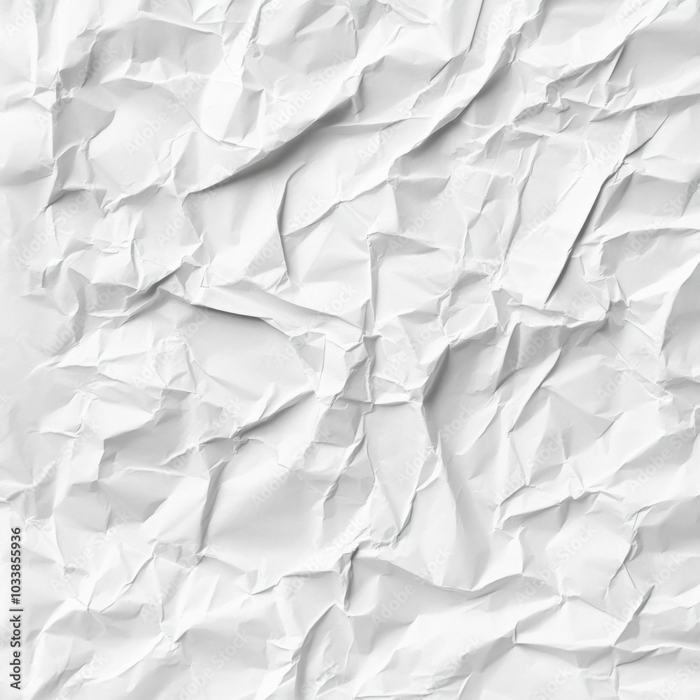 Fototapeta premium Seamless Crumpled Paper Texture Pattern for Artistic Projects | High-Resolution Details on White Background