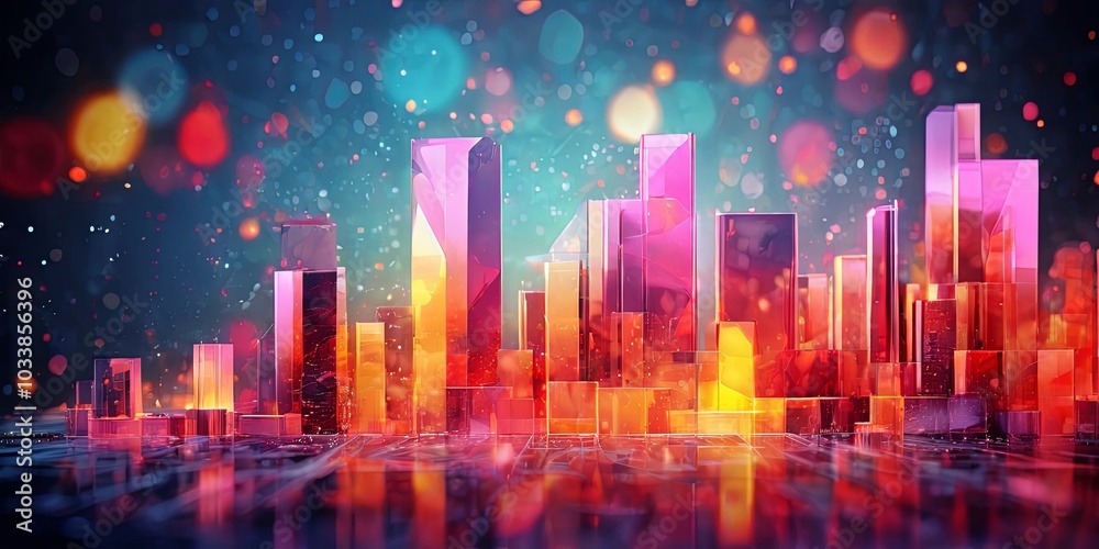 A cityscape with buildings in different colors A cityscape with buildings in different colors