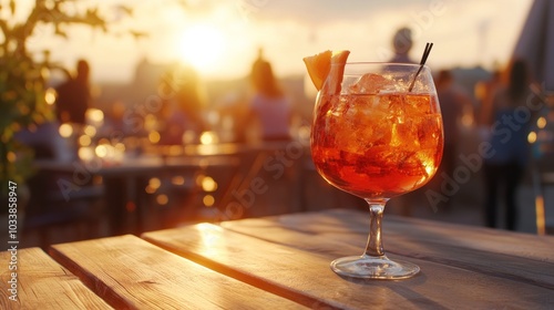 Sunset Cocktail on Rooftop Terrace