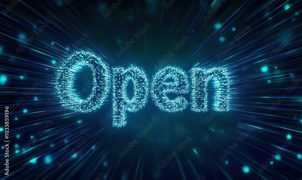 Neon Open Sign in Digital Burst Neon Open Sign in Digital Burst