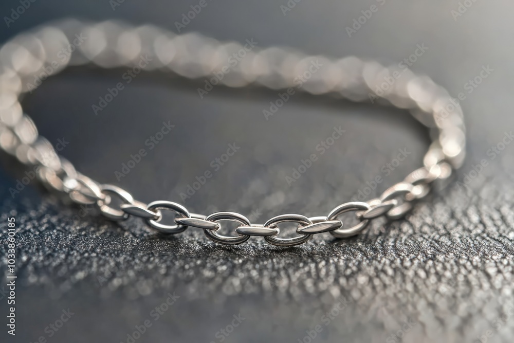 Displaying a fine silver chain elegantly arranged on a textured black surface, this image captivates the viewer with its sleek and understated luxury. Displaying a fine silver chain elegantly arranged on a textured black surface, this image captivates the viewer with its sleek and understated luxury.