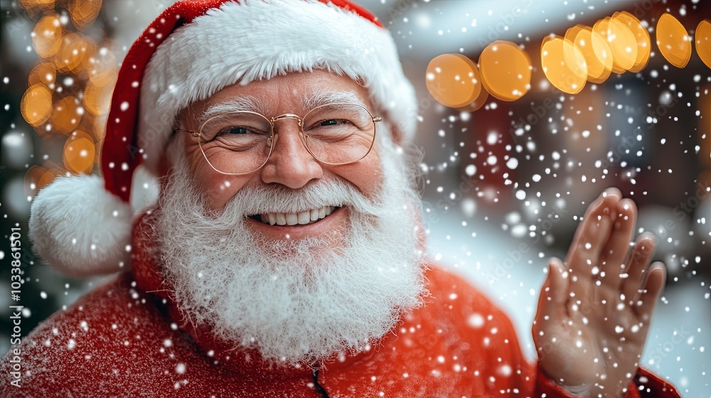 Cheerful Man in Red Costume with White Beard Smiling Cheerful Man in Red Costume with White Beard Smiling