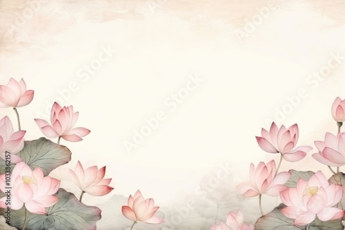 Vintage frame of lotuses backgrounds blossom pattern.