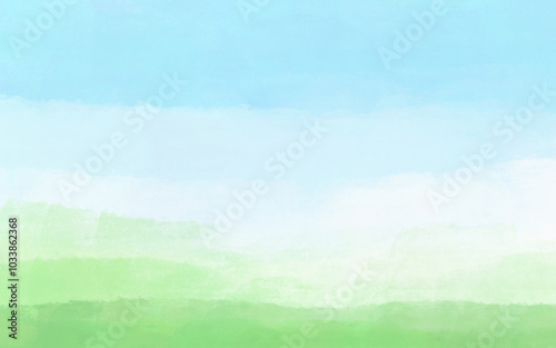 Blue and Green watercolor background. Abstract Landscape.