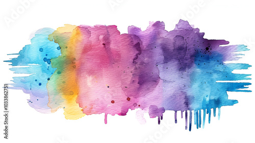 Abstract watercolor rainbow isolated on white background ,Colorful watercolor background with liquid fluid texture for background