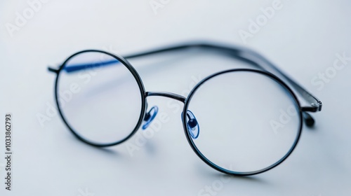 A pair of glasses with blue lenses
