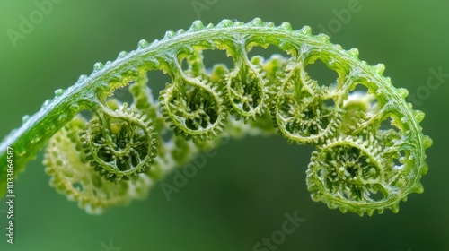 Close-Up Of Unfurling Fern Frond In Nature
 photo