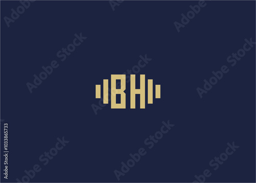 letter bh with barbell logo icon design vector design template inspiration