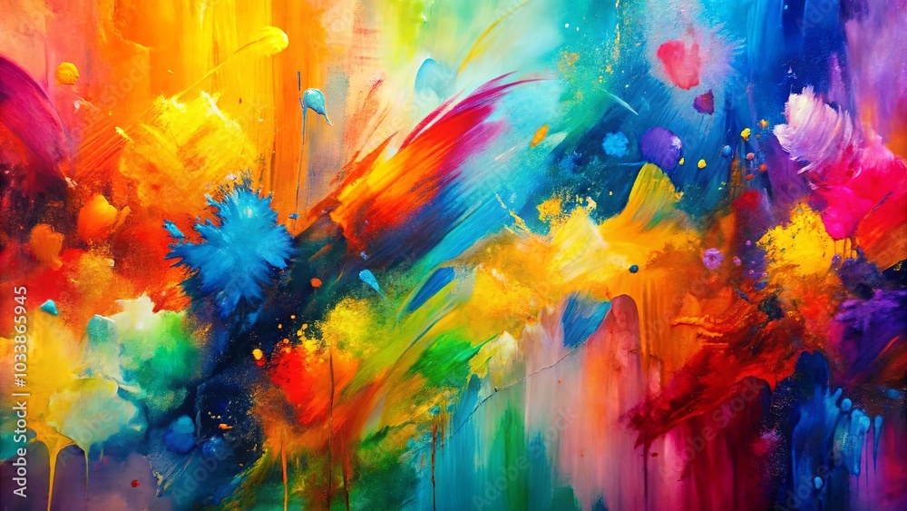 A symphony of colors, brushstrokes, and textures intertwining in a chaotic dance of abstract expression