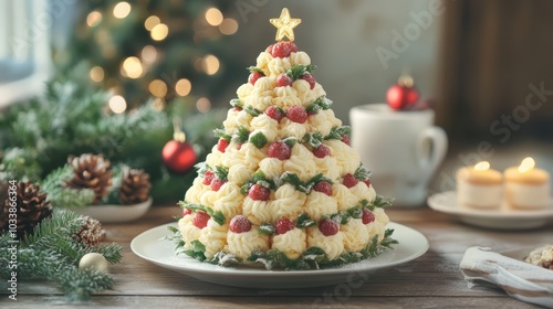 Christmas tree-shaped cake with savory and sweet flavors surprising