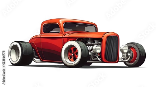 Cartoon retro hot rod isolated on white background. 
